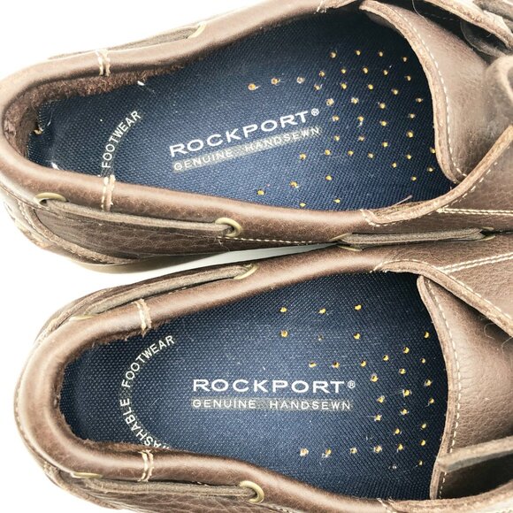 ROCKPORT Washable Brown Leather Boat Shoes Loafers Mens 9.5 - Picture 6 of 10
